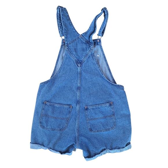 Old Navy Shortalls Blue Denim Y2k Jean L Bibs Overalls Shorts Barn Farmer Large - Picture 3 of 11